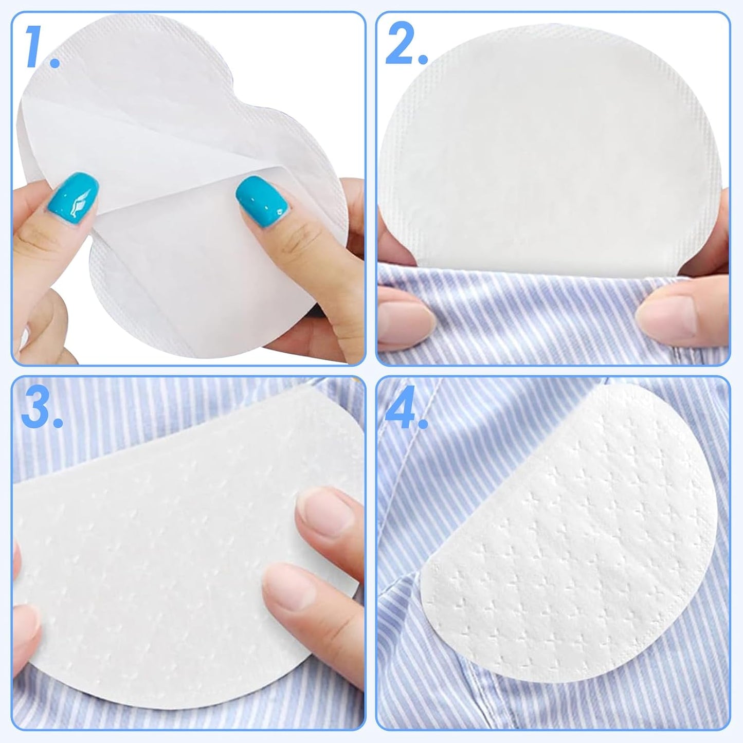 100 Pcs Armpit Sweat Pads,Underarm Sweat Pads for Women and Men, Disposable Sweat Pads for Women Armpits,Non Visible,Comfortable,Adhesive Non Sweat Armpit Protection